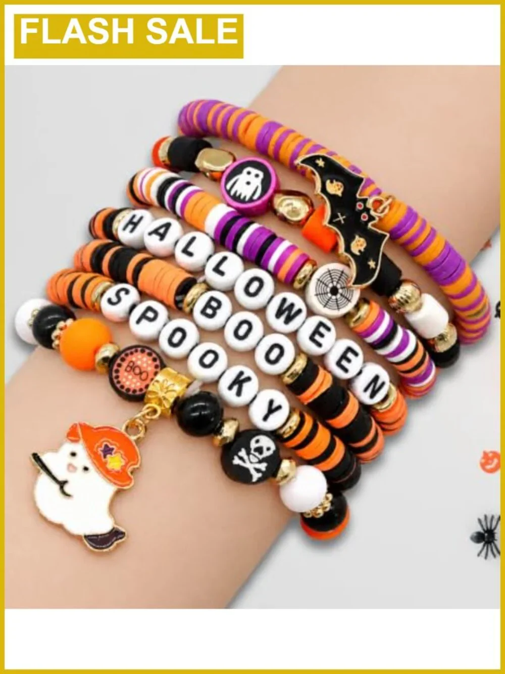 Halloween Beaded Stretch Bracelets Set Party Favors Stackable